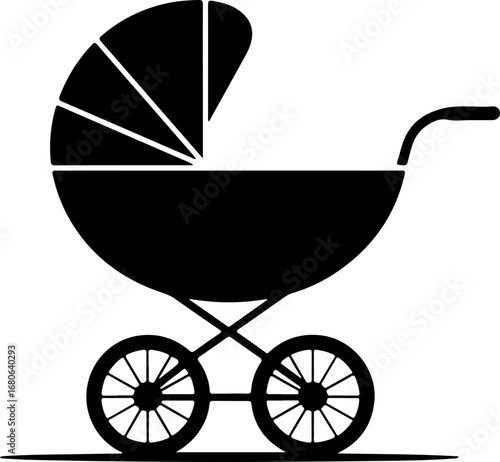 Modern baby carriage silhouette vector  illustration