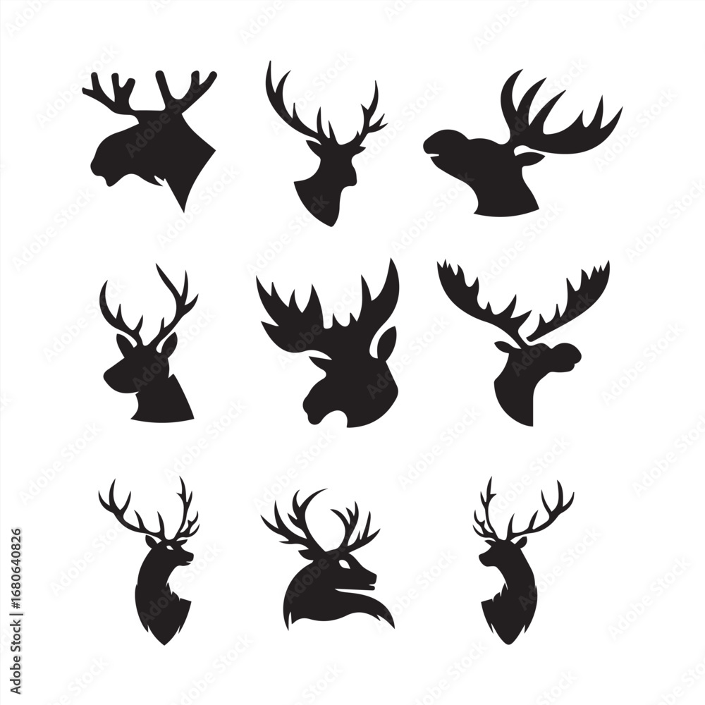 Obraz premium set of deer silhouettes