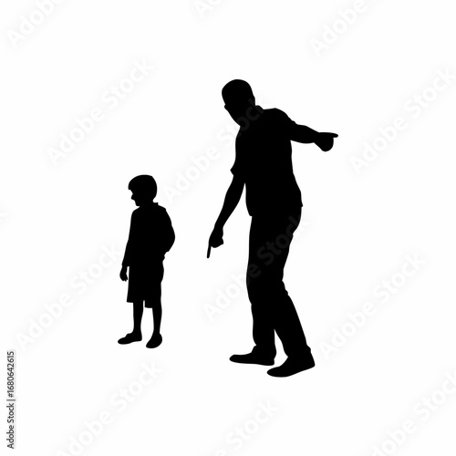 Father points to door son walks out angrily silhouette