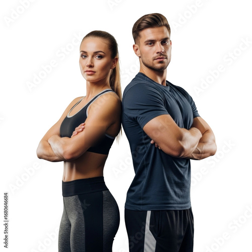 Fit Couple Posing Back to Back