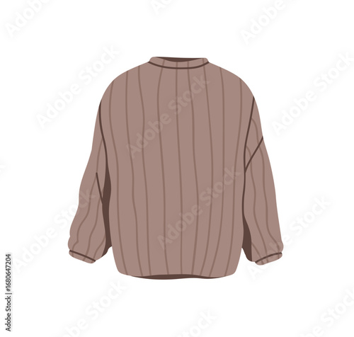 Knit sweater. Ribbed striped pullover, soft loose woolen warm clothing. Moder...