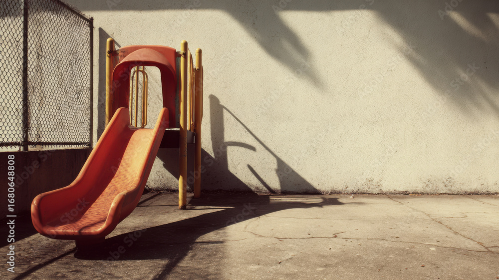 Fototapeta premium Playground slide with shadow blocking, intimidation