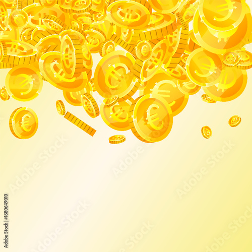 European Union Euro coins falling. Scattered gold