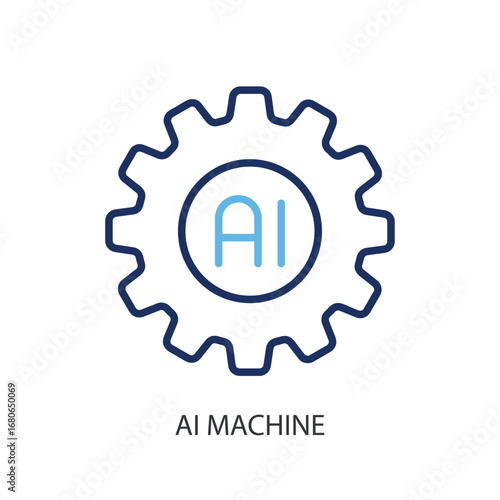 Ai machine thin line vector icons.