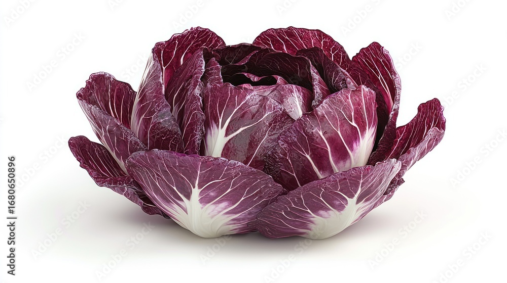 Obraz premium Radicchio rose, vegetable, food, white background, healthy eating, recipe ingredient