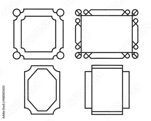 Collection of decorative line frames for design elements, invitations, cards, and other creative projects
