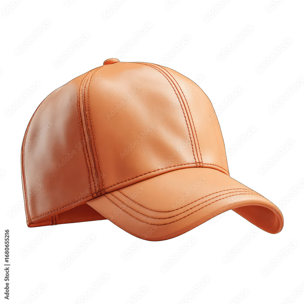 Fototapeta premium Peach-toned baseball cap, smooth leather-like texture, 3D rendering