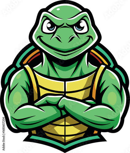 Mascot Character Design for a Fitness Company Featuring a Muscular Turtle Athlete
