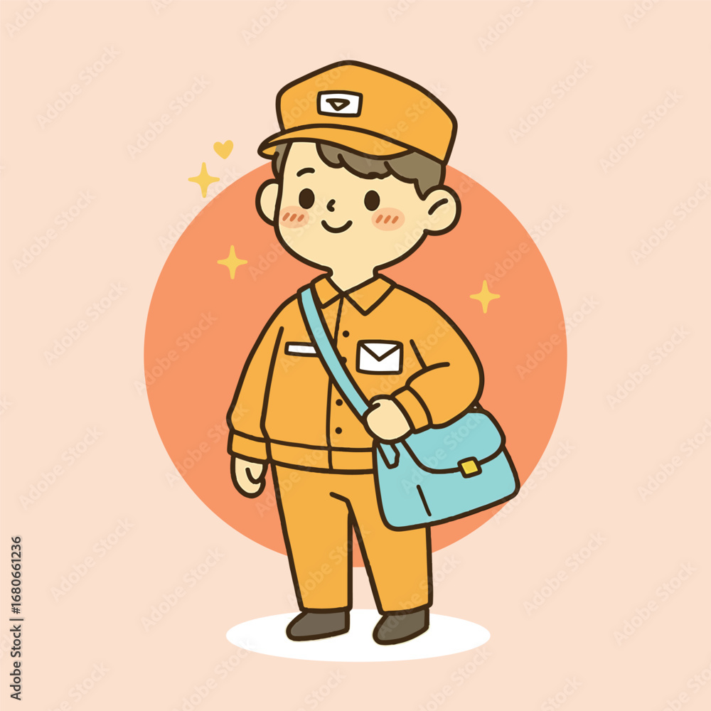 Fototapeta premium Cartoon Postman Illustration.