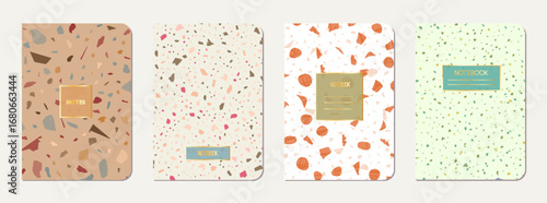 Note book cover design. Terrazzo abstract