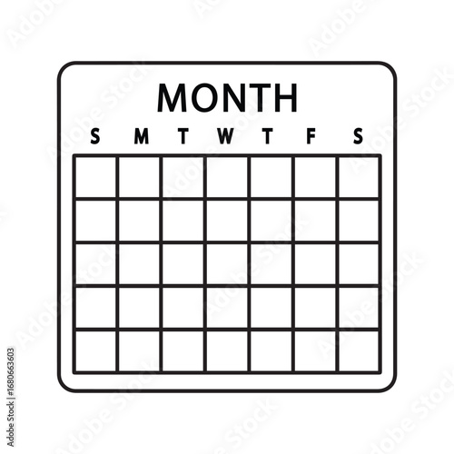 Monthly Calendar Grid Symbol