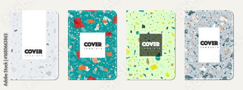 School notebook cover design. Terrazzo abstract