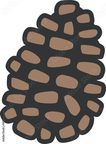松ぼっくりのアイコン（線画カラー）のイラスト