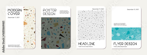 School notebook cover design. Terrazzo abstract