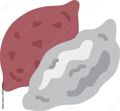 銀紙に包まれた、サツマイモのアイコンのイラスト