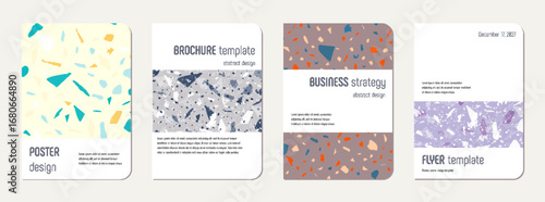 School notebook cover design. Terrazzo abstract