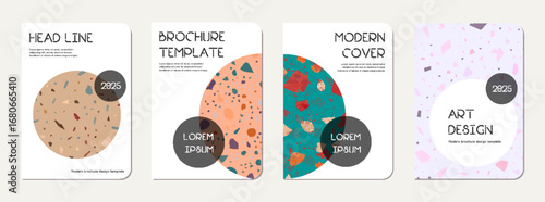 School notebook cover design. Terrazzo abstract