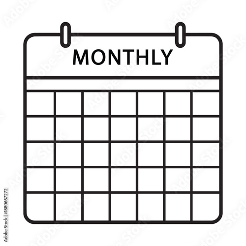 Monthly Calendar Grid Symbol