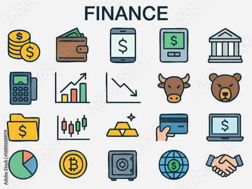 Invoice icon set. Containing receipt, bill, tax, paid, statement, accounting, transaction, barcode, financial and more. Solid vector icons collection.
