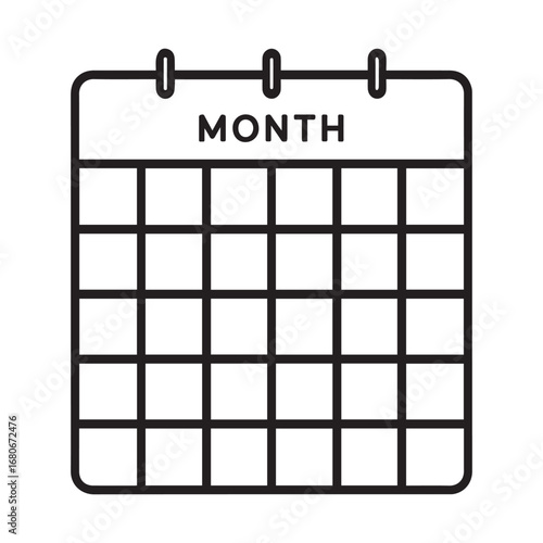 Monthly Calendar Grid Symbol