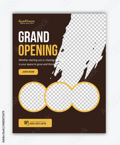 Grand Opening Fitness Gym Social Media Banner social media post design