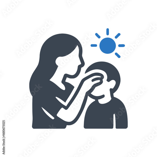 Mother Checking Forehead Icon