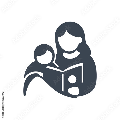Mother Reading Child Book Icon
