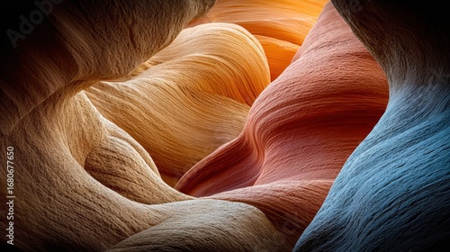 The image captures an intricate and colorful view of unique sandstone formations.