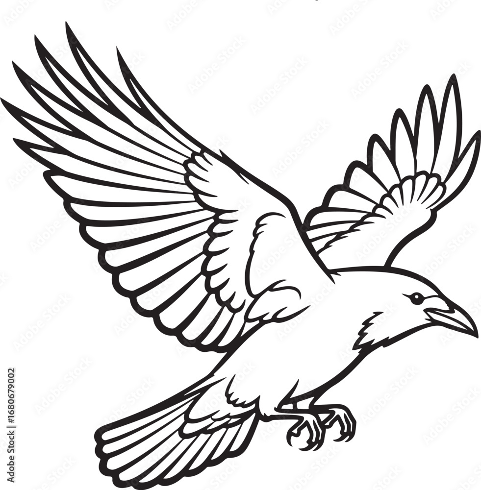 Fototapeta premium crow silhouette Line Art Vector Illustration
