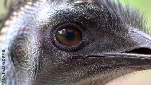 Close-up of an emu's eye and beak