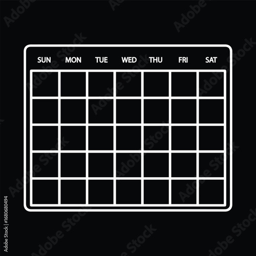 Monthly Calendar Grid Symbol