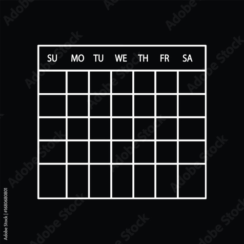 Monthly Calendar Grid Symbol
