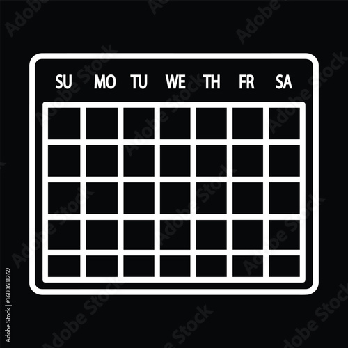 Monthly Calendar Grid Symbol