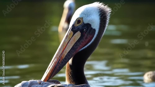 Close-up of pelican's head and neck