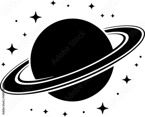 saturn with sparkle silhouette vector illustration