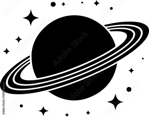 saturn with sparkle silhouette vector illustration