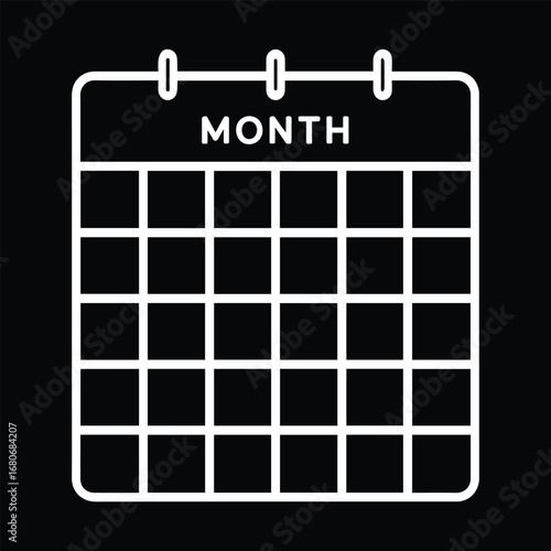 Monthly Calendar Grid Symbol