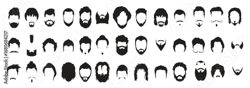 Collection of Mens Hairstyles and Beards vector illustration