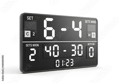 Digital Scoreboard Displaying a Tennis Match Score with Set and Game Details