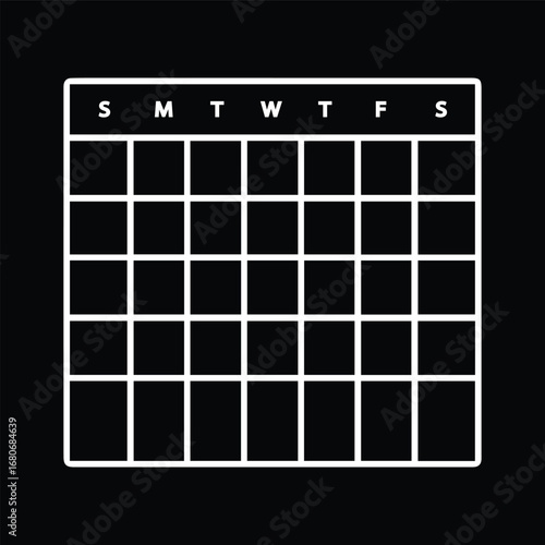 Monthly Calendar Grid Symbol
