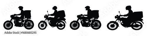 collection of silhouette illustrations of male motorcycle