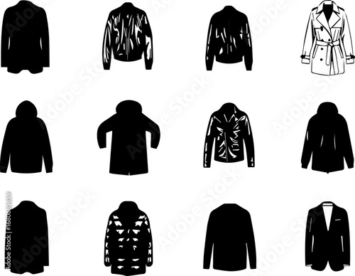 Coat and Jacket Silhouette Collection | Vector Graphics for Fashion Design, Clothing Retail, and Style Iconography