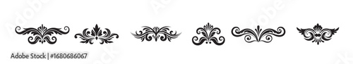 elegant set of vintage art silhouette decorative floral