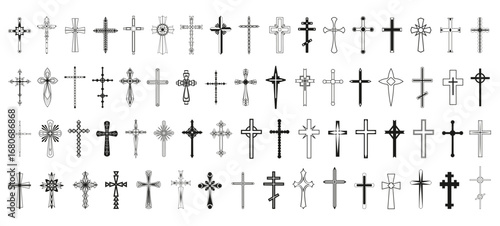 Set of Linear Crosses vector illustration