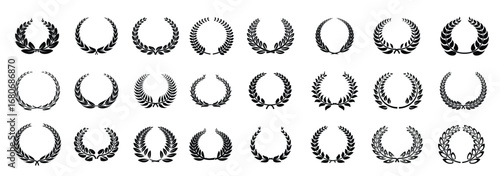 laurel wreath icons set vector