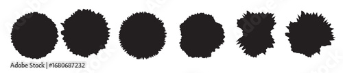 set of round stickers with torn edges black hole with sharp