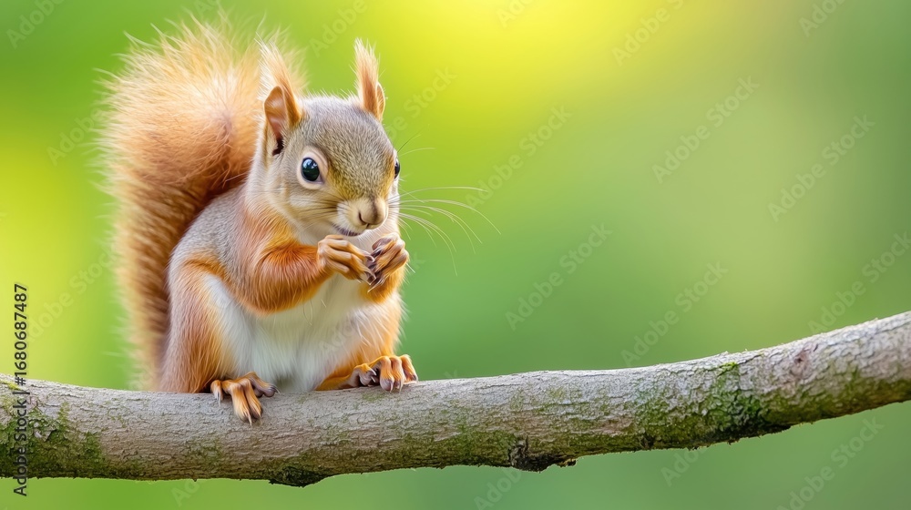 Obraz premium The squirrel was photographed in the Czech Republic. Squirrel is a medium-sized rodent. Inhabiting a wide territory ranging from Western Europe to Eastern Asia.Animal in the wild. Beautiful picture