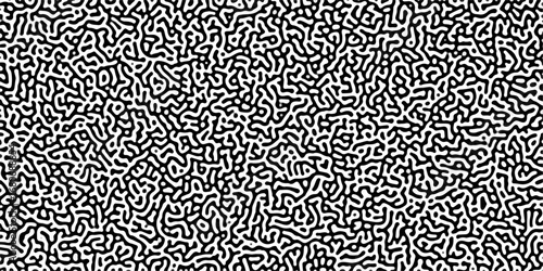 Turing reaction diffusion monochrome seamless pattern with chaotic motion .Linear design with biological shapes. Organic lines in memphis. abstract turing organic wallpaper background .	