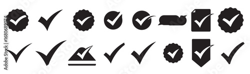  simple bold checkmark icon symbol pack with silhouettes