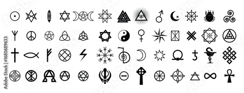 Set of Esoteric and Occult Symbols vector illustration